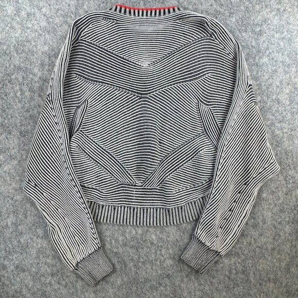 Alexander Wang Womens Tonal Striped Sweater Crop Size M Black White - Picture 7 of 10